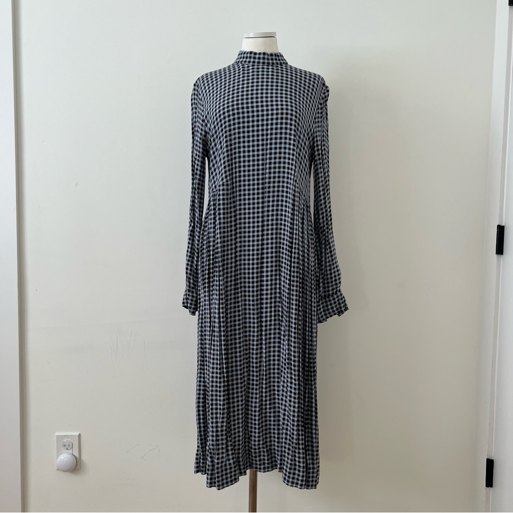 Ganni Mock Neck Gingham Dress 40